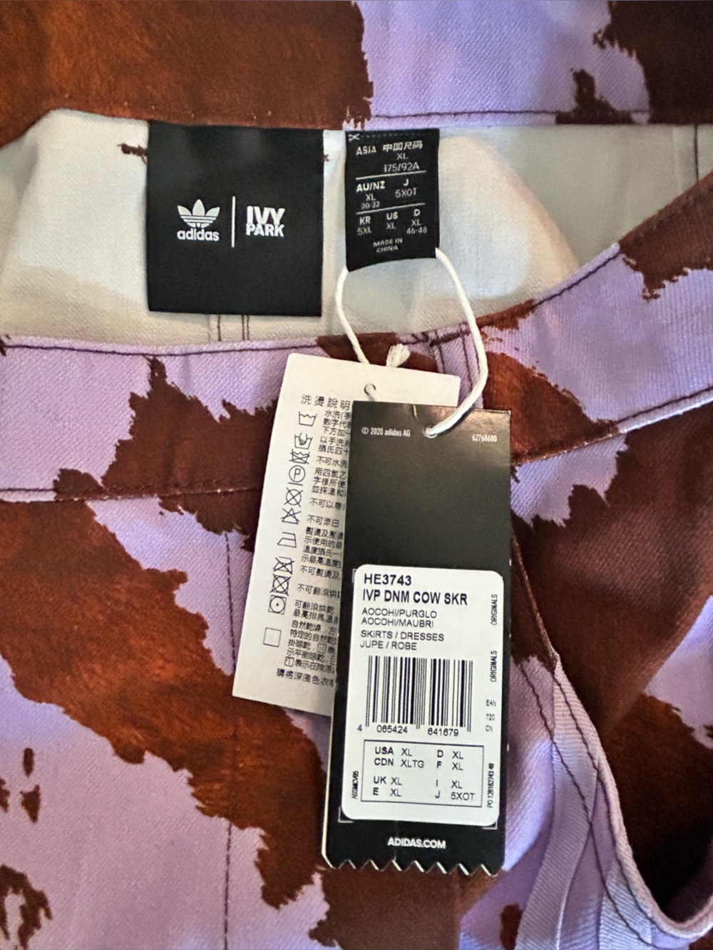 NWT Adidas x IVY PARK denim cow-print mini skirt - Picture 14 of 14